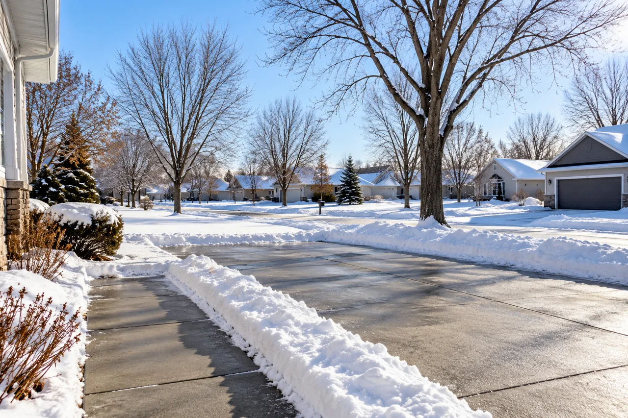 Cleared driveway and walkway after snowfall